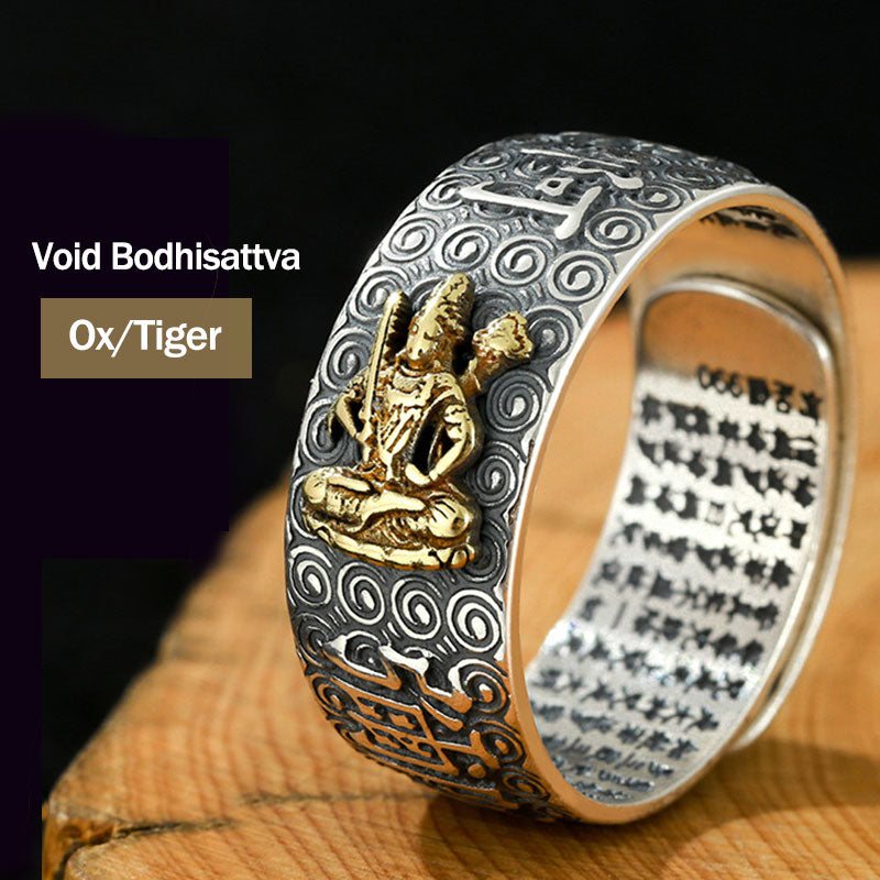 Fortune Jewel Chinese Zodiac Natal Buddha Wealth Luck Adjustable Ring Fortune Jewel