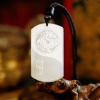 Buddha Stones White Jade PiXiu Yin Yang Luck Protection Necklace Pendant Fortune Jewel