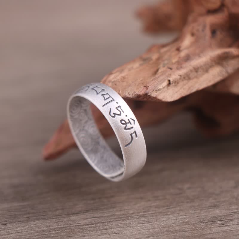 Fortune Jewel 999 Sterling Silver Lotus Elephant Six True Words Blessing Ring Fortune Jewel