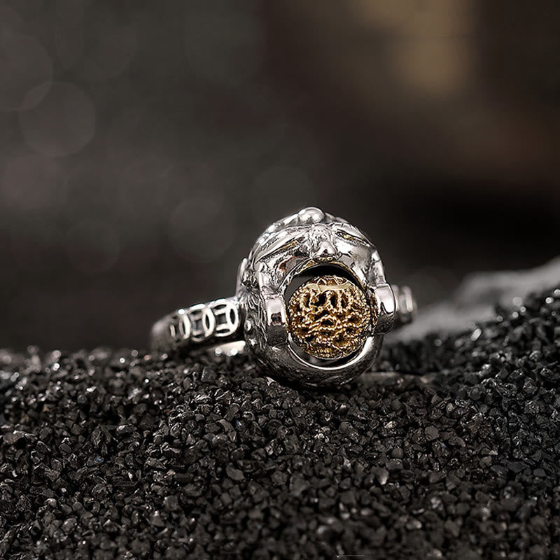 Fortune Jewel 925 Sterling Silver PiXiu Copper Coin Wealth Adjustable Ring