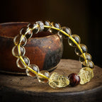 Fortune Jewel Natural Citrine Double PiXiu Tiger Eye Prosperity Protection Bracelet