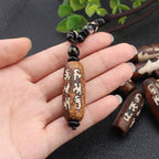 Fortune Jewel Tibet Om Mani Padme Hum Dzi Bead Avalokitesvara Pattern Wealth Necklace Pendant