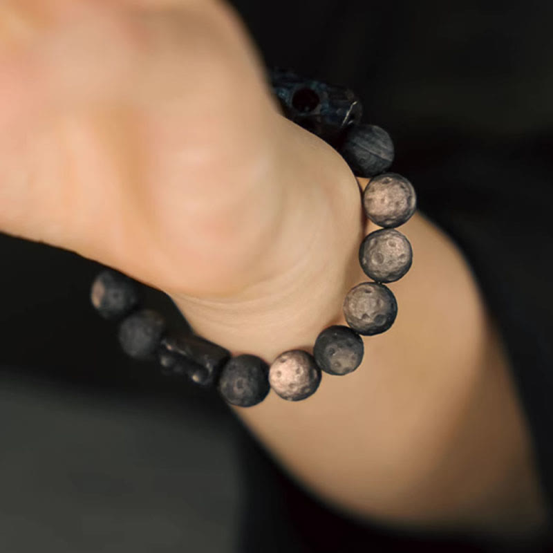 Fortune Jewel Silver Sheen Obsidian Ebony Wood Soothing Bracelet
