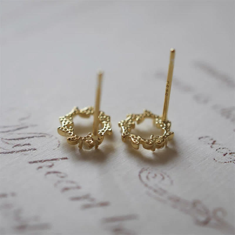 Fortune Jewel 925 Sterling Silver Posts Copper Metal Tiny Wreath Stud Blessing Flower Earrings