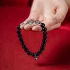 Fortune Jewel 925 Sterling Silver Obsidian Moonstone Strength Couple Bracelet