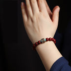 Fortune Jewel 925 Sterling Silver Chinese Zodiac Natal Buddha Cinnabar Om Mani Padme Hum Calm Bracelet