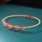 Fortune Jewel Natural Strawberry Quartz Love Healing Bracelet Bangle