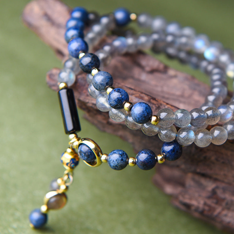 Fortune Jewel Moonstone Lazurite Calm Healing Positive Bracelet