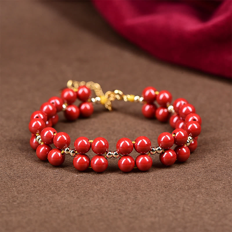 Fortune Jewel Natural Cinnabar Beaded Blessing Bracelet