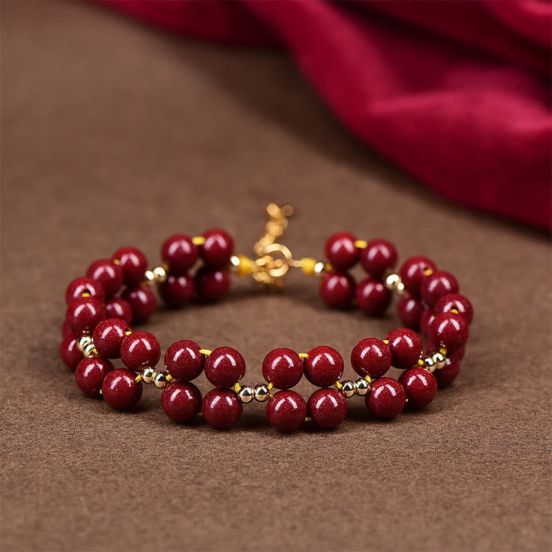 Fortune Jewel Natural Cinnabar Beaded Blessing Bracelet