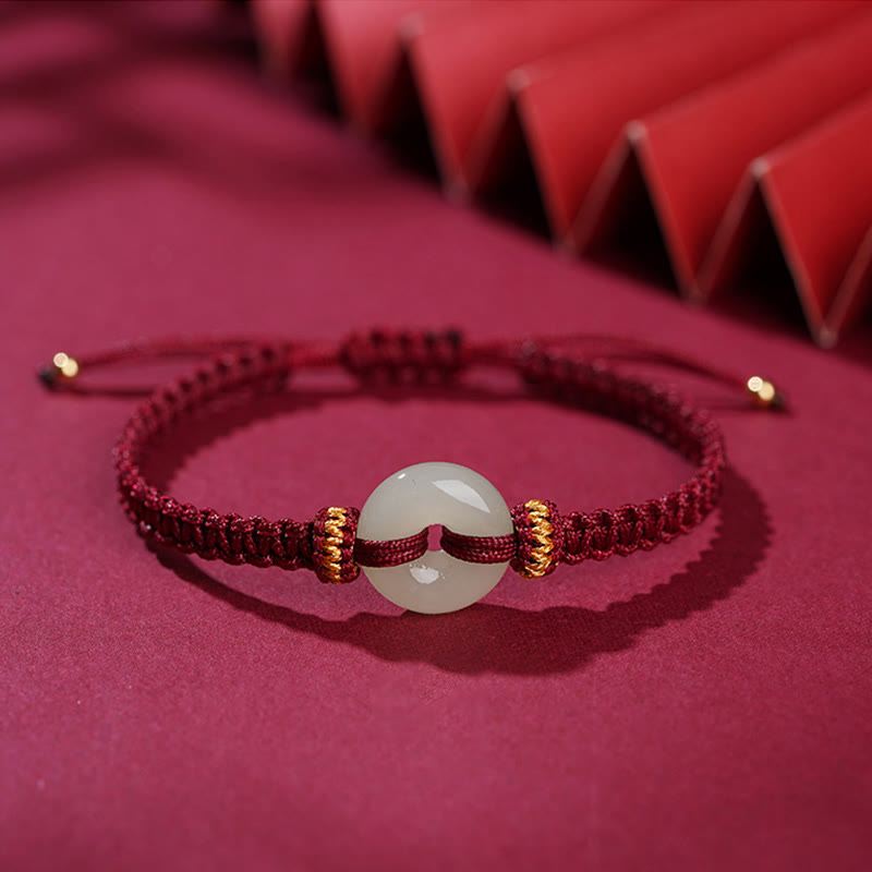 Fortune Jewel Peace Buckle Jade Abundance Braided Bracelet