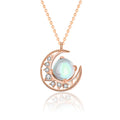 Fortune Jewel 925 Sterling Silver Moonstone Moon Pattern Love Necklace Pendant