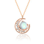 Fortune Jewel 925 Sterling Silver Moonstone Moon Pattern Love Necklace Pendant