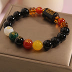 Fortune Jewel Five Elements Black Onyx Red Agate Wisdom Wealth Bracelet