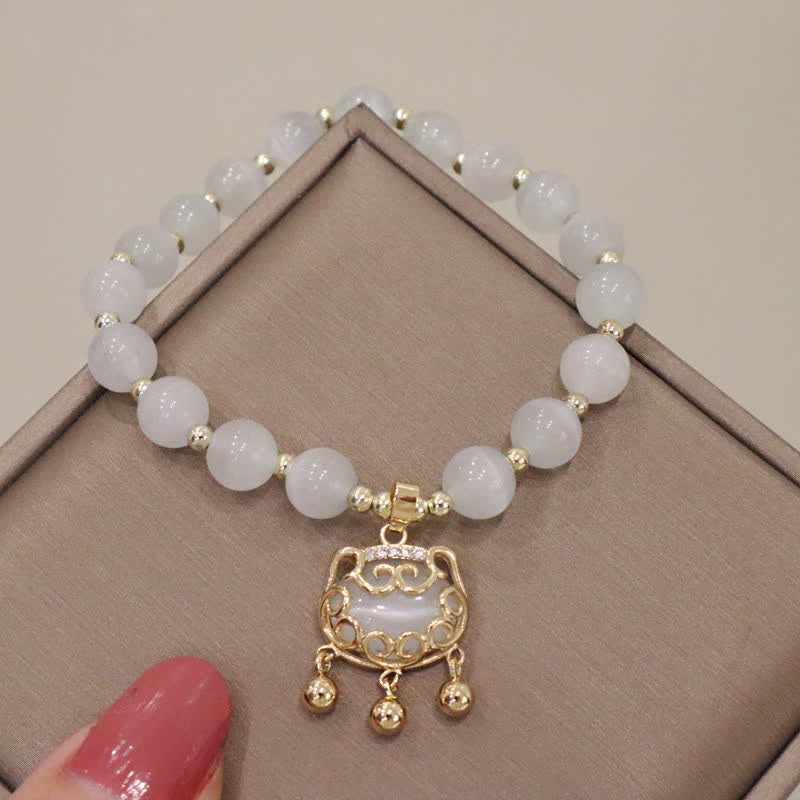Fortune Jewel Cat's Eye Lovely Cat Pattern Pearl Love Charm Bracelet