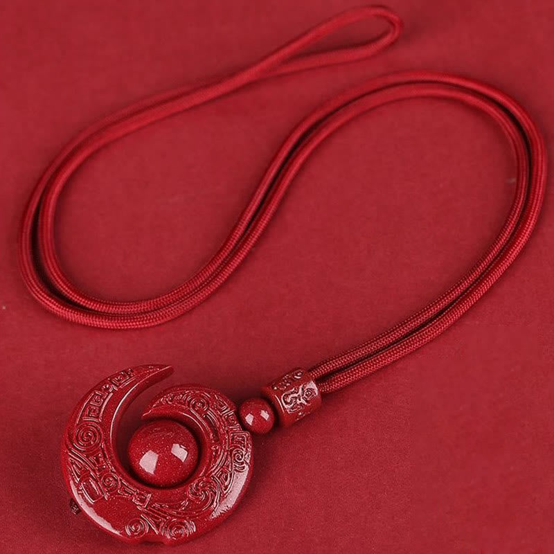 Fortune Jewel One's Luck Improves Design Patern Natural Cinnabar Concentration Necklace Pendant