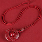 Fortune Jewel One's Luck Improves Design Patern Natural Cinnabar Concentration Necklace Pendant