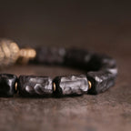 Fortune Jewel Ebony Wood Copper Balance Protection Couple Bracelet