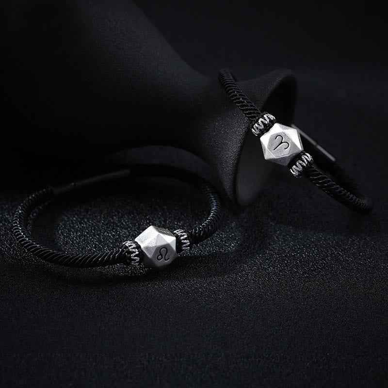 Fortune Jewel 999 Sterling Silver 12 Constellations of the Zodiac Protection Handmade String Bracelet