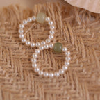 Fortune Jewel Round Jade Pearl Beads Luck Ring