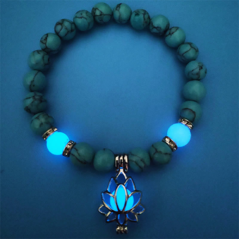 Fortune Jewel Tibetan Turquoise Glowstone Luminous Bead Lotus Protection Bracelet