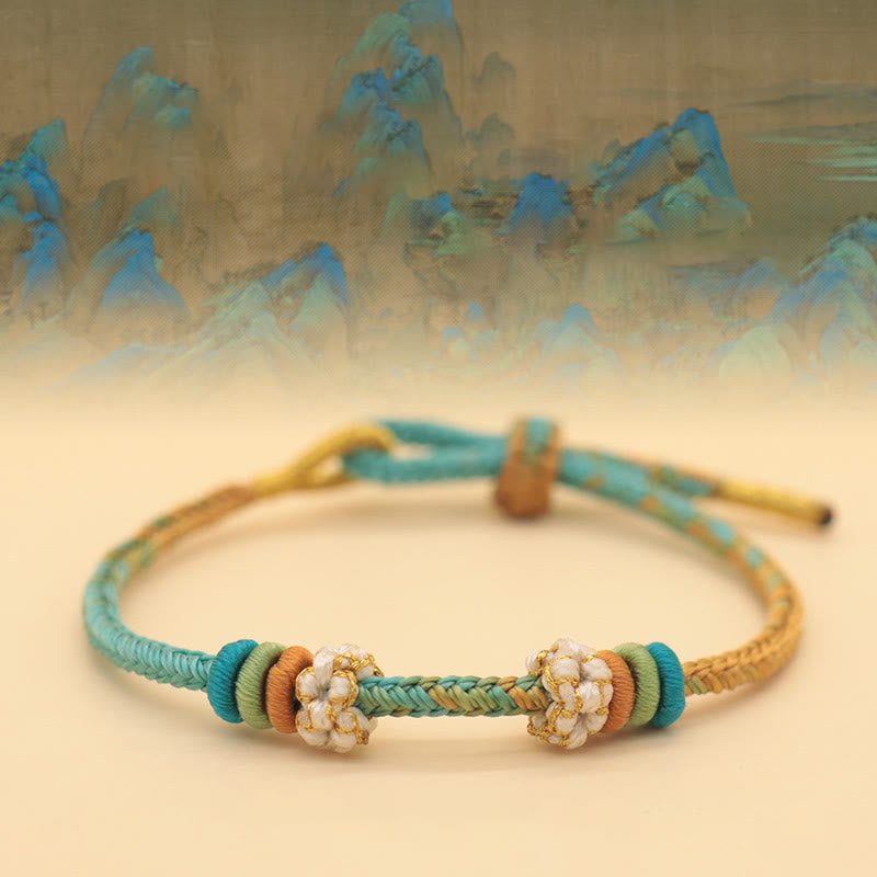 Fortune Jewel Handmade Eight Thread Peace Knot Peach Blossom Knot Luck Rope Braided Bracelet