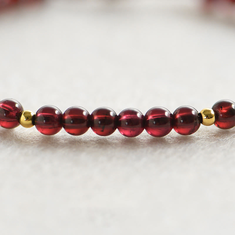 Fortune Jewel Natural Garnet Golden Beads Stability Bracelet
