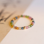 Buddha3bodhi Ultra-fine 2mm Raw Stone Rainbow Tourmaline Ring