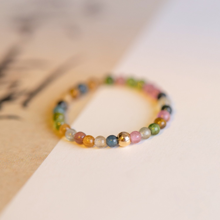Buddha3bodhi Ultra-fine 2mm Raw Stone Rainbow Tourmaline Ring