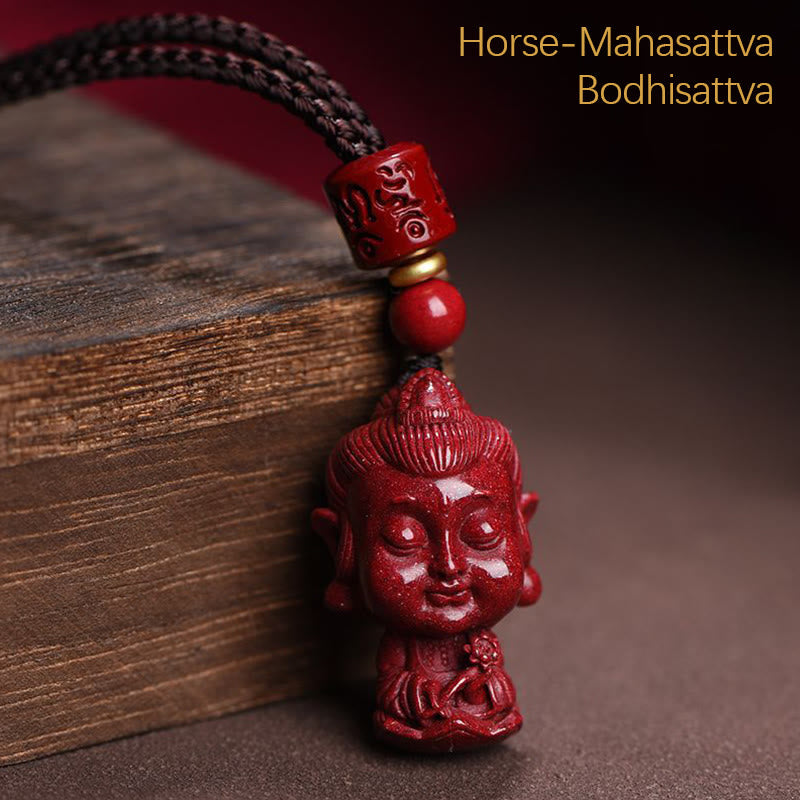 Fortune Jewel Chinese Zodiac Natal Buddha Natural Cinnabar Amulet Keep Away Evil Spirits Necklace Pendant