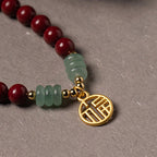Fortune Jewel Cinnabar Green Aventurine Luck Blessing Bracelet