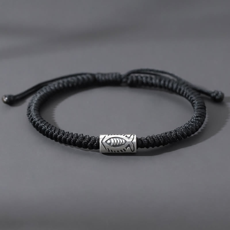 Fortune Jewel Tibet Koi Fish Wealth Black String Bracelet