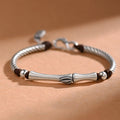 Fortune Jewel 999 Sterling Silver Bamboo Pattern Cicada Luck Wealth Bracelet