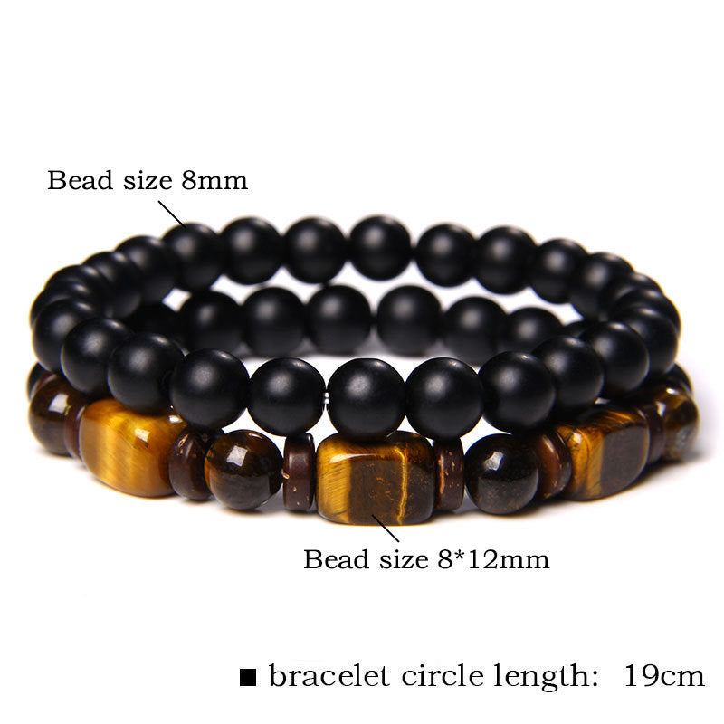 Fortune Jewel Tiger Eye Frosted Stone Hematite Courage Bracelet