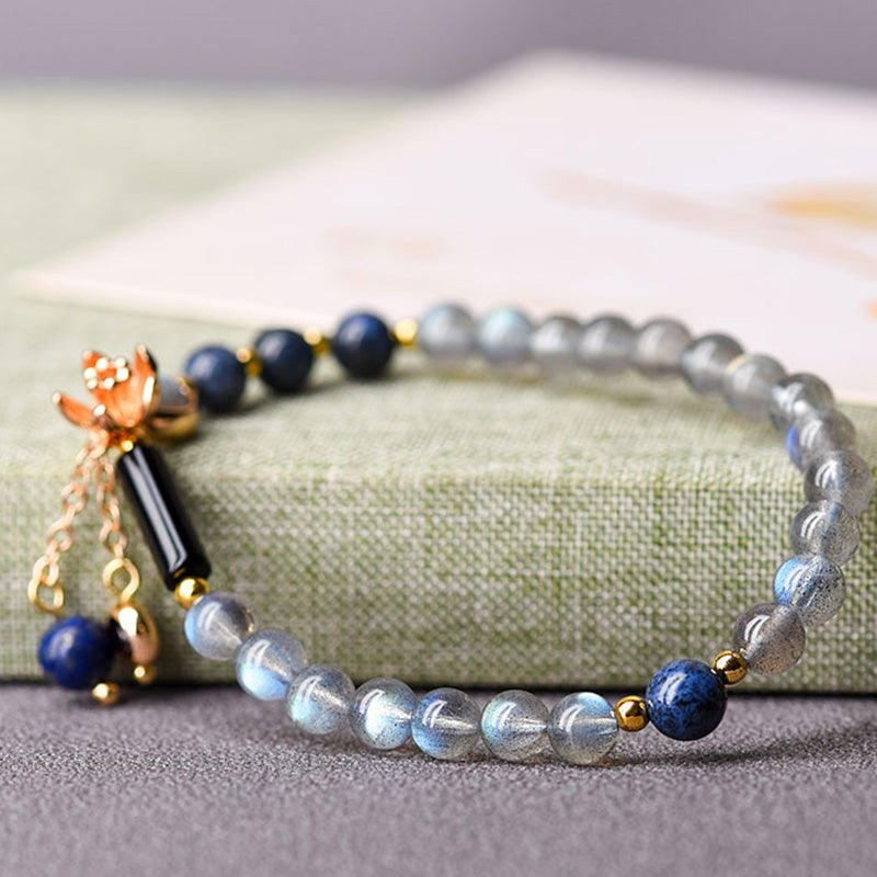 Fortune Jewel Moonstone Lazurite Calm Healing Positive Bracelet