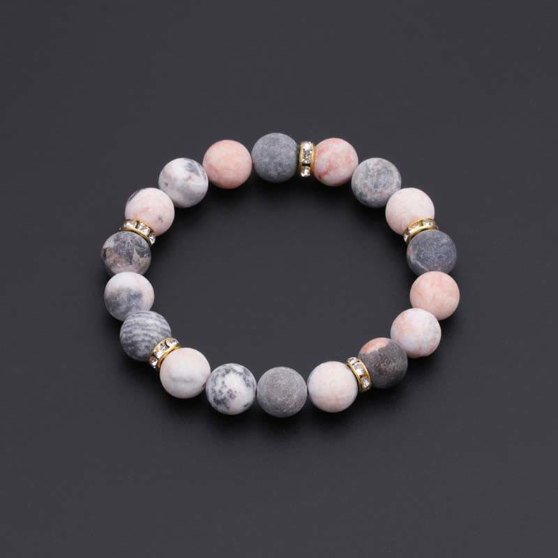 Fortune Jewel Anxiety Stress Healing Crystal Zebra Jasper Bead Bracelet