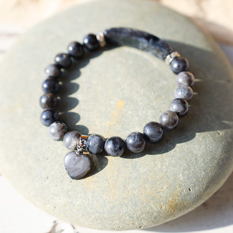 Fortune Jewel Natural Quartz Love Heart Healing Beads Bracelet