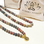Fortune Jewel 108 Mala Beads Picasso Jasper Stone Courage Energy Bracelet