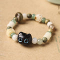 Fortune Jewel Bodhi Seed Green Sandalwood Ebony Wood Small Leaf Red Sandalwood Cat Head Paw Claw Peace Bracelet