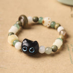 Fortune Jewel Bodhi Seed Green Sandalwood Ebony Wood Small Leaf Red Sandalwood Cat Head Paw Claw Peace Bracelet