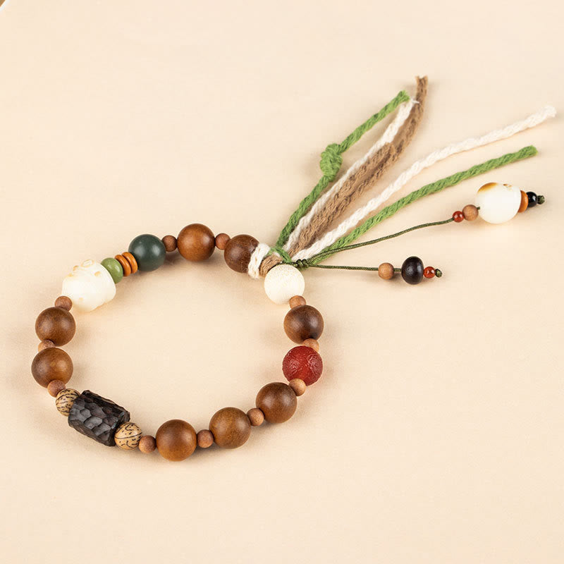Fortune Jewel Lightning Strike Wood Bodhi Seed Cat Paw Claw Auspiciousness Protection Tassel Bracelet