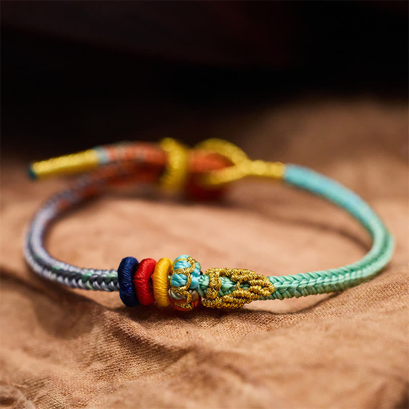 Fortune Jewel Colorful Rope Eight Thread Peace Knot Luck Handmade Bracelet