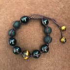 Fortune Jewel Lava Rock Tiger Eye Stone Support Healing String Bracelet