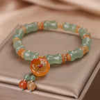 Fortune Jewel Natural Jade Bamboo Flower Pattern Luck Bracelet