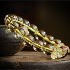Fortune Jewel Natural Citrine Double PiXiu Tiger Eye Prosperity Protection Bracelet