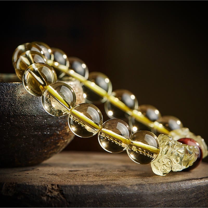 Fortune Jewel Natural Citrine Double PiXiu Tiger Eye Prosperity Protection Bracelet