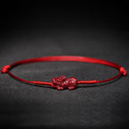 Fortune Jewel Handmade Plum Blossom Four Leaf Clover PiXiu Lotus Koi Fish Cinnabar Blessing Braid Bracelet