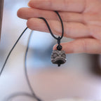 Fortune Jewel Natural Silver Sheen Obsidian Dancing Lion Protection Necklace Pendant