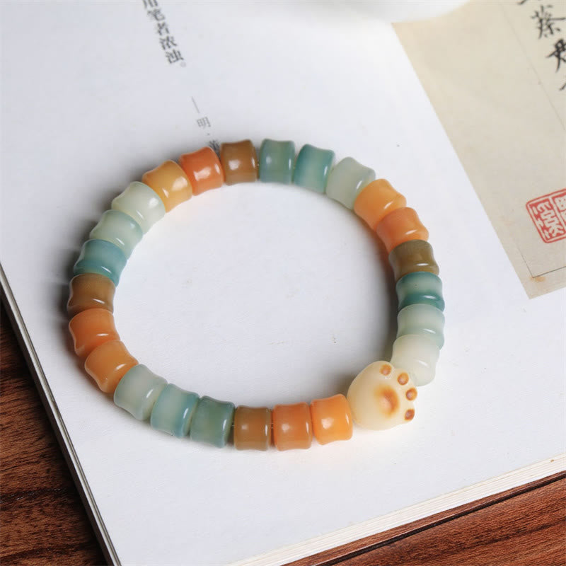 Fortune Jewel Colorful Bodhi Seed Cat Paw Wisdom Bracelet