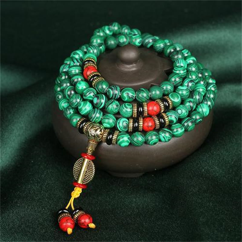 Fortune Jewel Tibetan 108 Mala Malachite Beads Bracelet Necklace